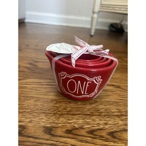 Rae Dunn Christmas Ceramic Red Measuring Cups NWT